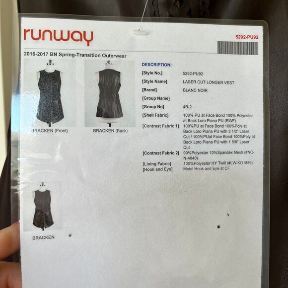 NWT Blanc Noir Leather Laser Cut Longer Sleeveless Vest-Small #432 - Picture 12 of 12